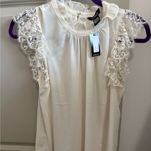 Elegant Cream Lace Sleeve Top